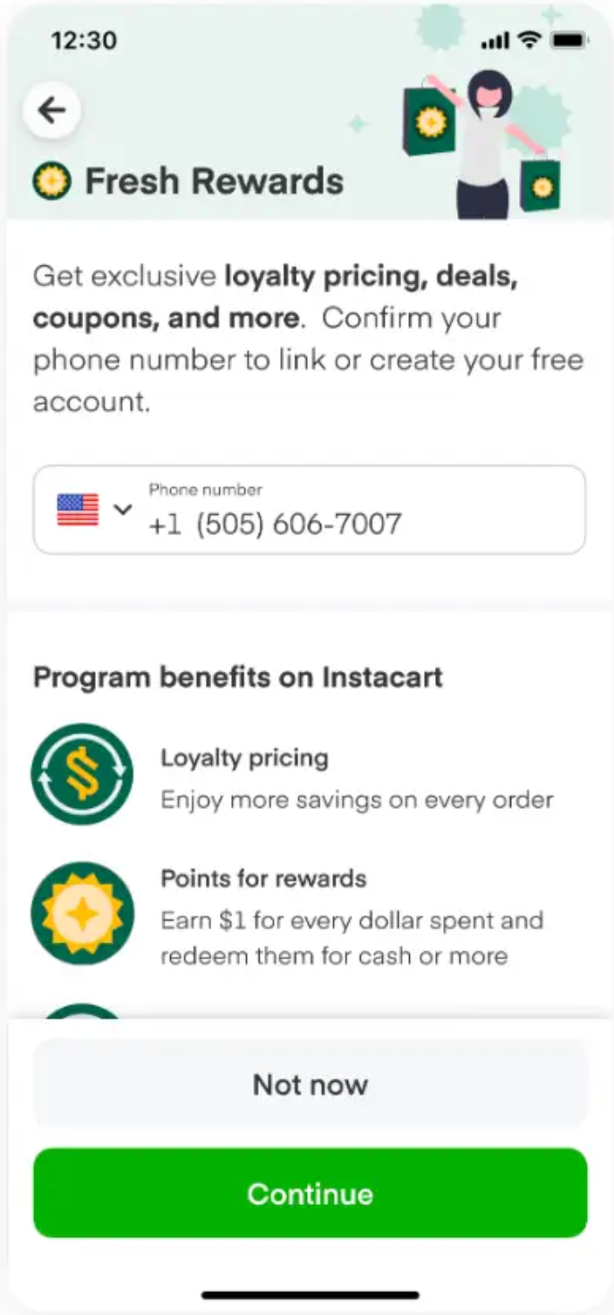 Shows an example program page for Fresh Rewards, which is a fictional rewards program.